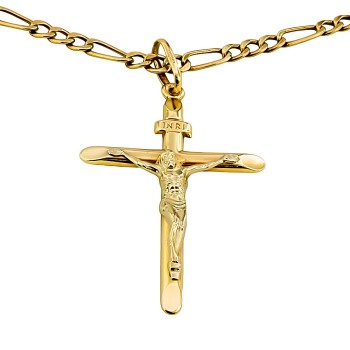 9ct gold 4.7g 22 inch/ hollow Crucifix Pendant with chain